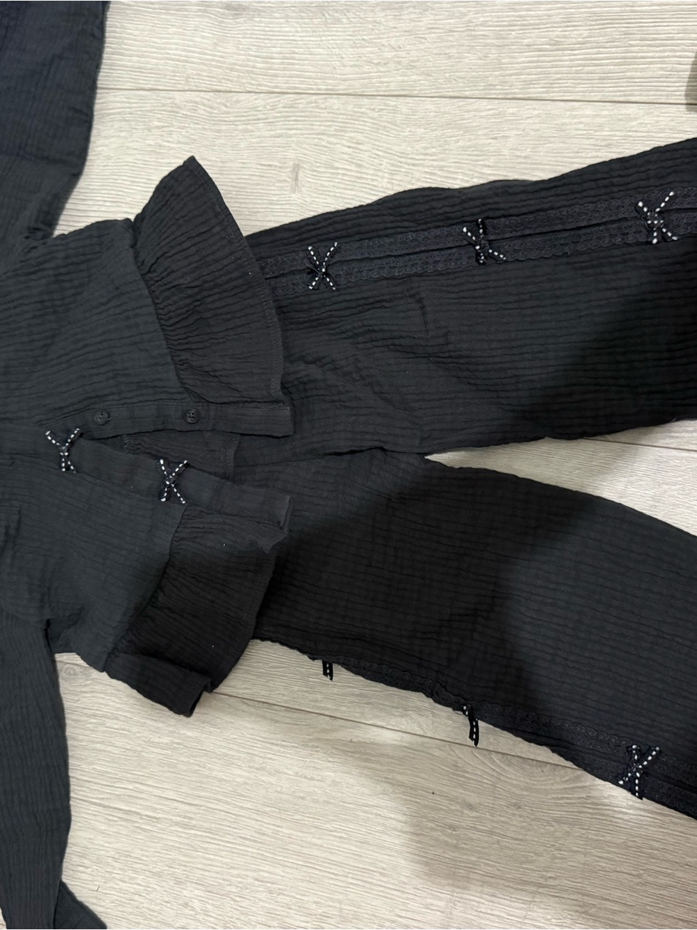 Zara Black Textured Girls Top and Pants set